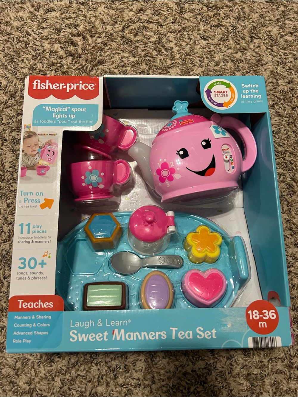 Fisher-Price Pink Laugh & Learn Sweet Manners Tea Set with Blue Tray